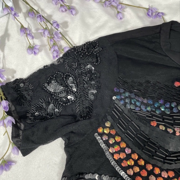 NWT Nanette‎ Lepore [SZ Medium ] Constellation Embellished Top in Black - Picture 8 of 12